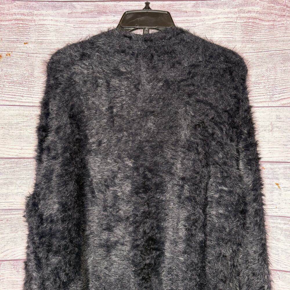 Free People Black Faux Fur Open Front Pocket Plush Cozy Cardigan Sweater Small - Picture 5 of 10